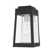 Oslo Small Outdoor Wall Lantern in Black with Brushed Nickel Finish Candles and Polished Chrome Stainless Steel Reflector