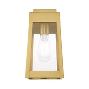Oslo Small Outdoor Wall Lantern in Satin Brass with Polished Chrome Stainless Steel Reflector