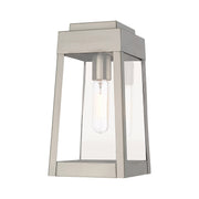 Oslo Small Outdoor Wall Lantern in Brushed Nickel with Polished Chrome Stainless Steel Reflector