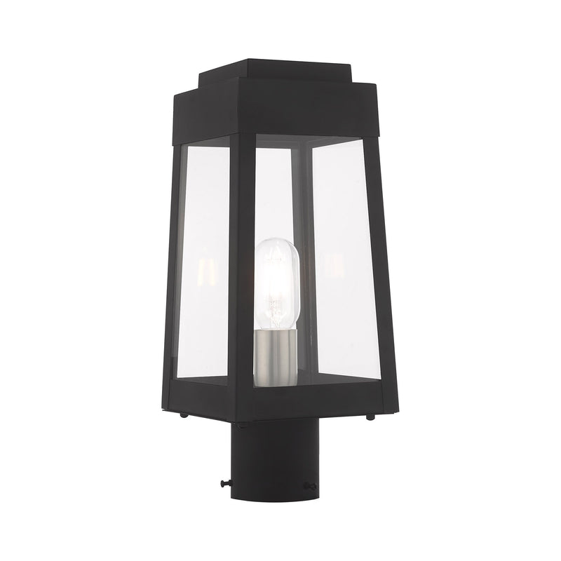 Oslo Small Outdoor Post Light in Black with Brushed Nickel Finish Candle