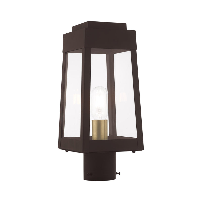 Oslo Small Outdoor Post Light in Bronze with Antique Brass Finish Candles