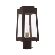 Oslo Small Outdoor Post Light in Bronze with Antique Brass Finish Candles