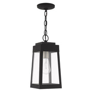 Oslo Small Outdoor Pendant Lantern in Black with Brushed Nickel Finish Candle