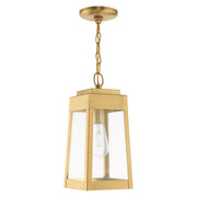 Oslo Small Outdoor Pendant Lantern in Satin Brass