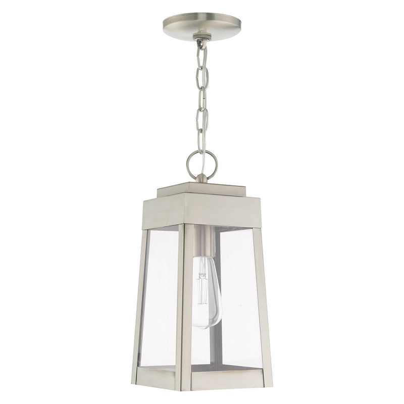 Oslo Small Outdoor Pendant Lantern in Brushed Nickel