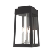 Oslo 3-Light Medium Outdoor Wall Lantern in Black with Brushed Nickel Finish Candles