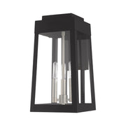 Oslo 3-Light Medium Outdoor Wall Lantern in Black with Brushed Nickel Finish Candles