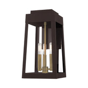 Oslo 3-Light Medium Outdoor Wall Lantern in Bronze with Antique Brass Finish Candles