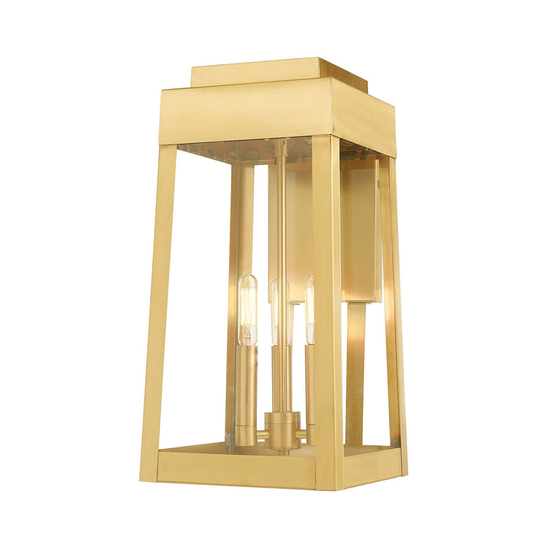 Oslo 3-Light Medium Outdoor Wall Lantern in Satin Brass