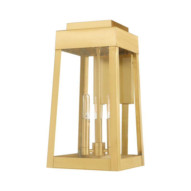 Oslo 3-Light Medium Outdoor Wall Lantern in Satin Brass