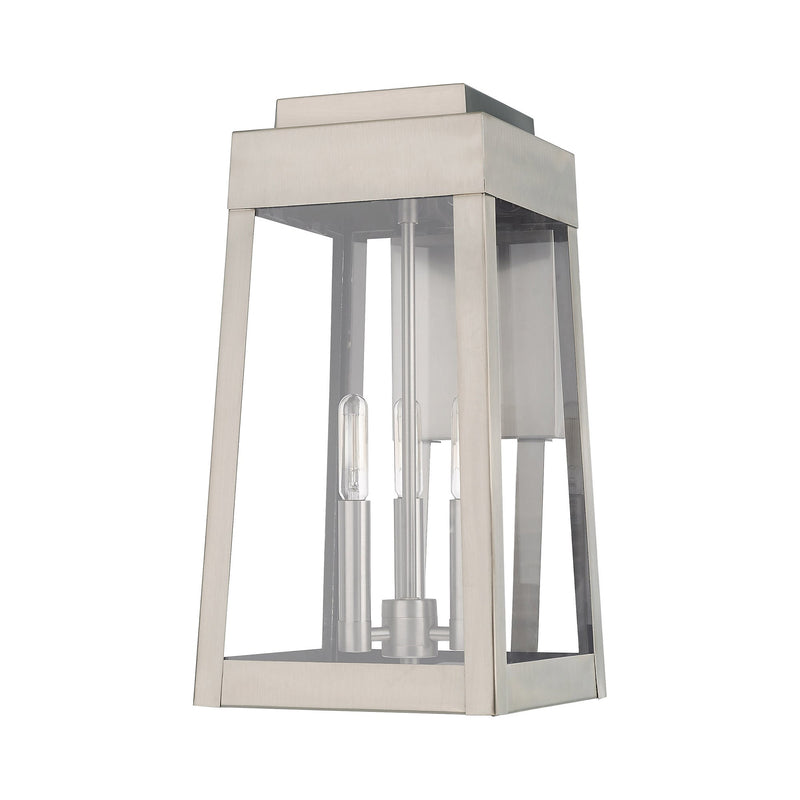 Oslo 3-Light Medium Outdoor Wall Lantern in Brushed Nickel