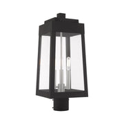 Oslo 3-Light Medium Outdoor Post Light in Black with Brushed Nickel Finish Candles