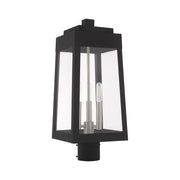 Oslo 3-Light Medium Outdoor Post Light in Black with Brushed Nickel Finish Candles