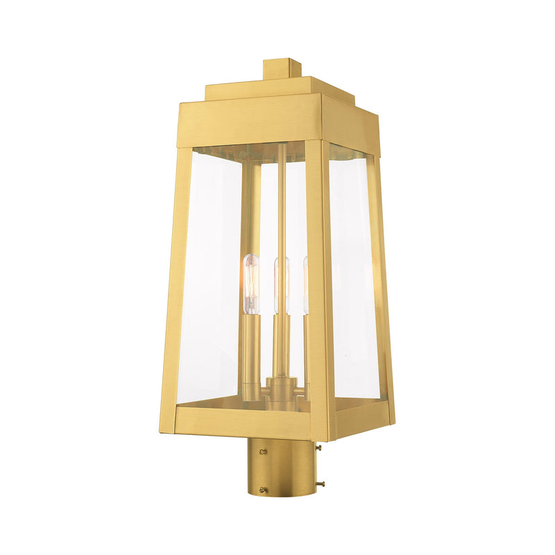 Oslo 3-Light Medium Outdoor Post Light in Satin Brass