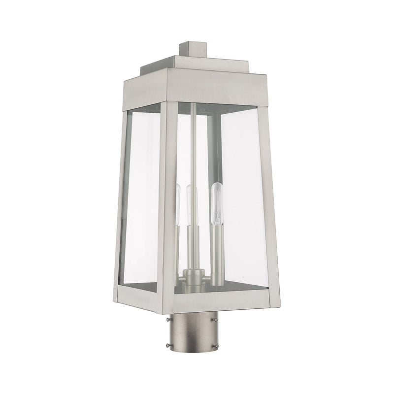 Oslo 3-Light Medium Outdoor Post Light in Brushed Nickel