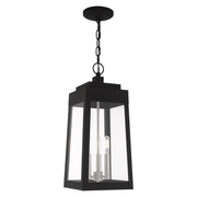 Oslo 3-Light Medium Outdoor Pendant Lantern in Black with Brushed Nickel Finish Candles