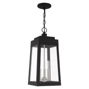 Oslo 3-Light Medium Outdoor Pendant Lantern in Black with Brushed Nickel Finish Candles