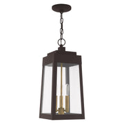 Oslo 3-Light Medium Outdoor Pendant Lantern in Bronze with Antique Brass Finish Candles