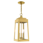Oslo 3-Light Medium Outdoor Pendant Lantern in Satin Brass