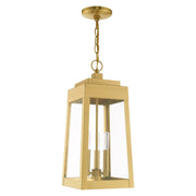 Oslo 3-Light Medium Outdoor Pendant Lantern in Satin Brass
