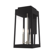 Oslo 3-Light Large Outdoor Wall Lantern in Black with Brushed Nickel Finish Candles