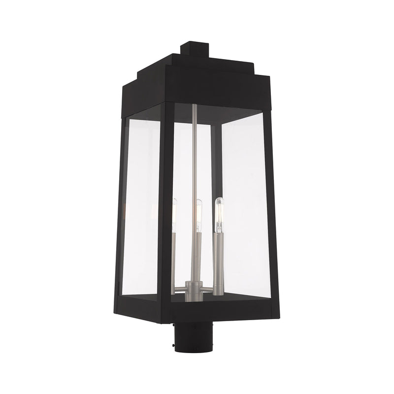 Oslo 3-Light Large Outdoor Post Light in Black with Brushed Nickel Finish Candles