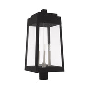 Oslo 3-Light Large Outdoor Post Light in Black with Brushed Nickel Finish Candles