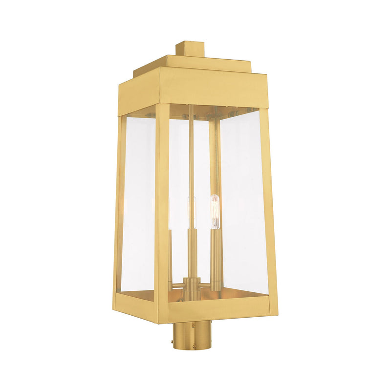 Oslo 3-Light Large Outdoor Post Light in Satin Brass