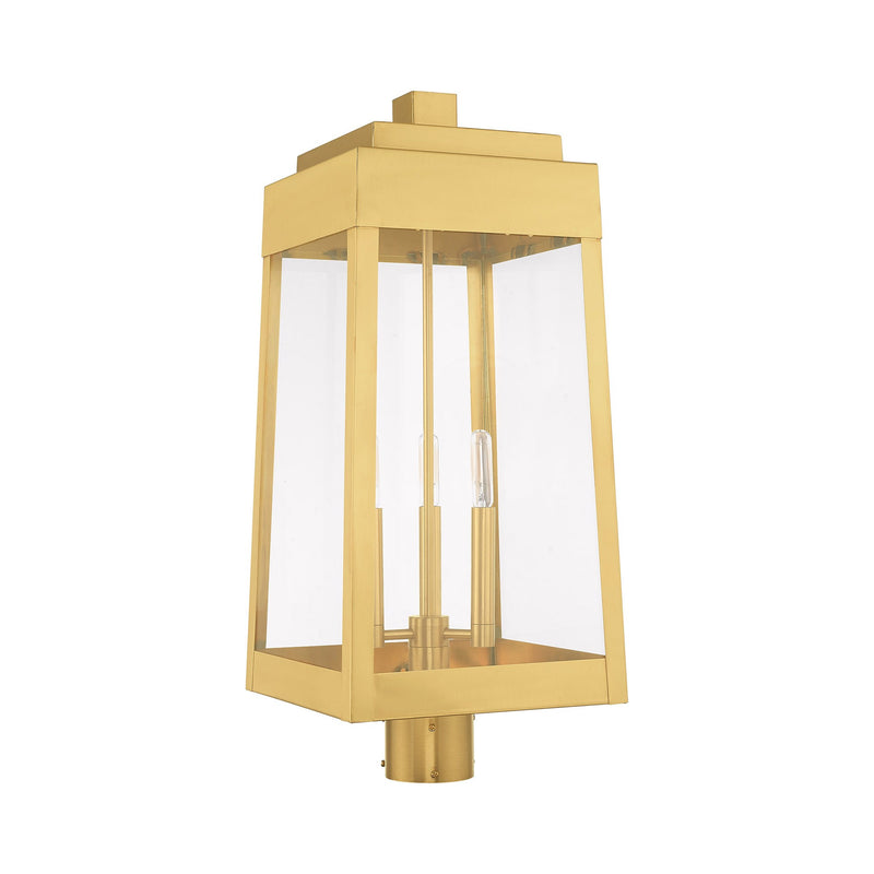 Oslo 3-Light Large Outdoor Post Light in Satin Brass