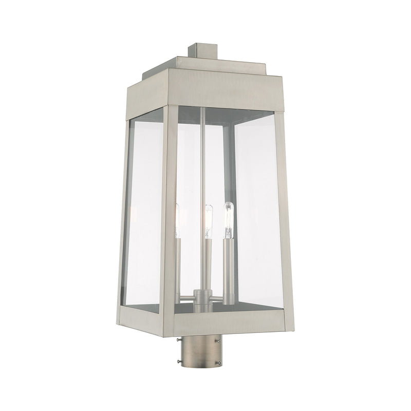 Oslo 3-Light Large Outdoor Post Light in Brushed Nickel
