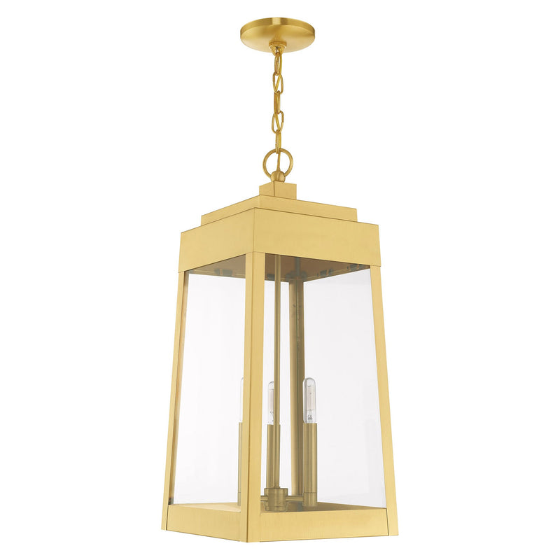 Oslo 3-Light Large Outdoor Pendant Lantern in Satin Brass