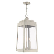 Oslo 3-Light Large Outdoor Pendant Lantern in Brushed Nickel