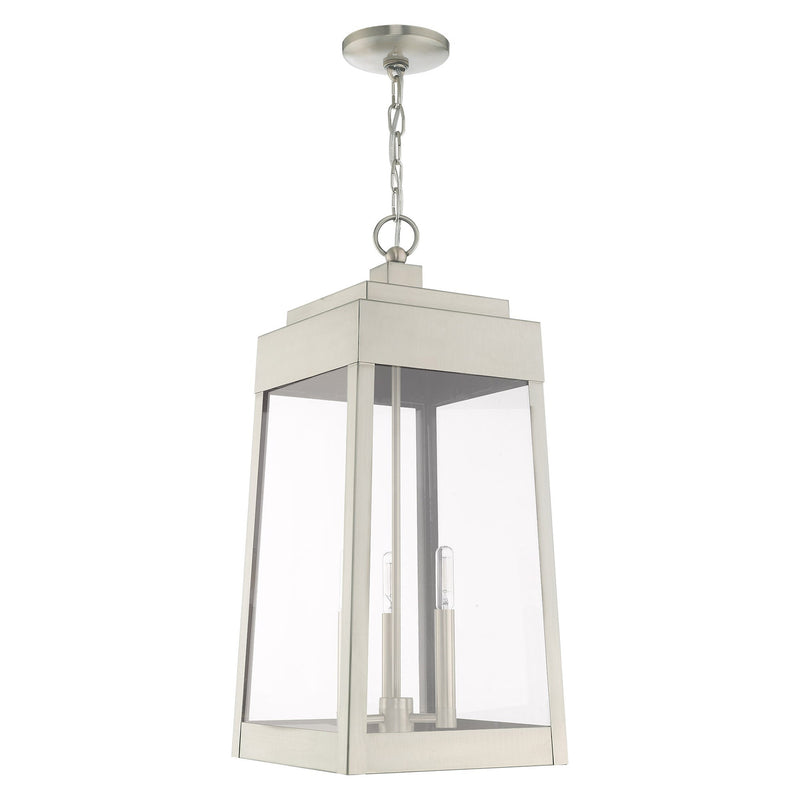 Oslo 3-Light Large Outdoor Pendant Lantern in Brushed Nickel
