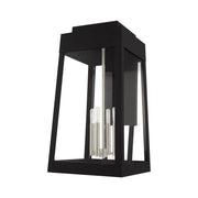 Oslo 4-Light Extra Large Outdoor Wall Lantern in Black with Brushed Nickel Finish Candles
