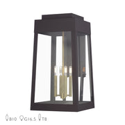 Oslo 4-Light Extra Large Outdoor Wall Lantern in Bronze with Antique Brass Candles