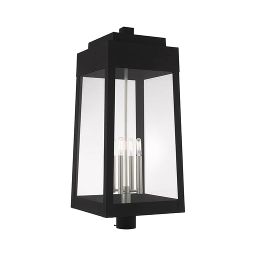 Oslo 4-Light Extra Large Outdoor Post Light in Black with Brushed Nickel Finish Candles