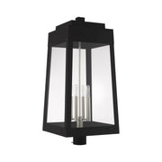 Oslo 4-Light Extra Large Outdoor Post Light in Black with Brushed Nickel Finish Candles