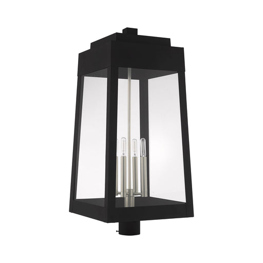 Oslo 4-Light Extra Large Outdoor Post Light in Black with Brushed Nickel Finish Candles