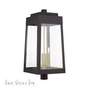 Oslo 4-Light Extra Large Outdoor Post Light in Bronze with Antique Brass Candles