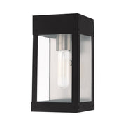 Barrett 9.75" Outdoor Wall Lantern in Black with Brushed Nickel Finish Candle with Brushed Nickel Stainless Steel Reflector