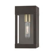 Barrett 9.75" Outdoor Wall Lantern in Bronze with Antique Brass Candle