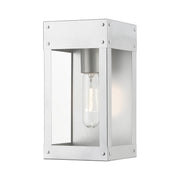 Barrett 9.75" Outdoor Wall Lantern in Painted Satin Nickel with Brushed Nickel Candle