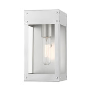 Barrett 9.75" Outdoor Wall Lantern in Painted Satin Nickel with Brushed Nickel Candle