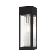 Barrett 15" Outdoor Wall Lantern in Black with Brushed Nickel Finish Candle with Brushed Nickel Stainless Steel Reflector