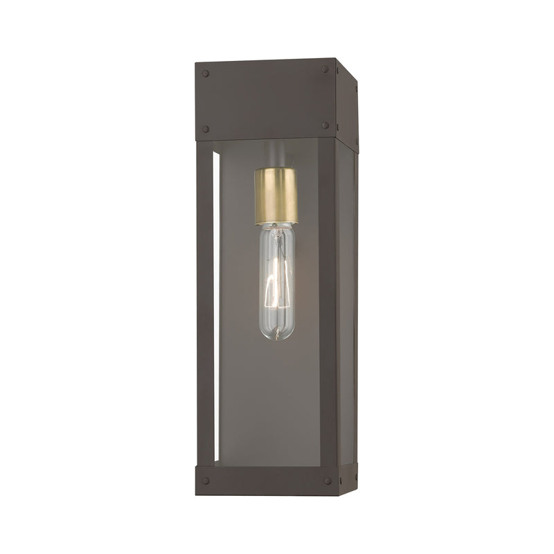 Barrett 15" Outdoor Wall Lantern in Bronze with Antique Brass Candle