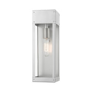 Barrett 15" Outdoor Wall Lantern in Painted Satin Nickel with Brushed Nickel Candle