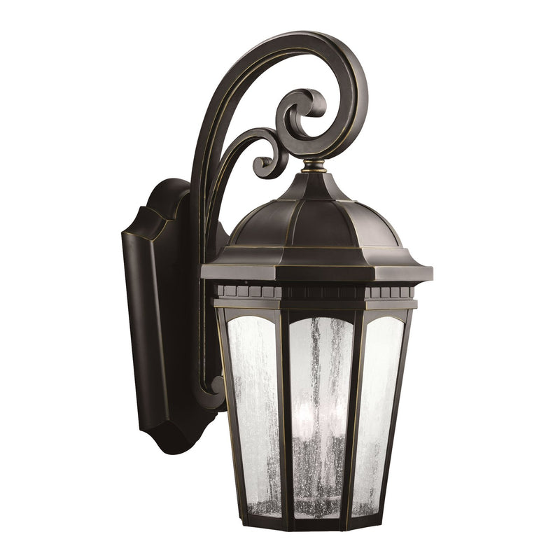 Courtyard 3-Light Large Outdoor Wall Lantern in Rubbed Bronze