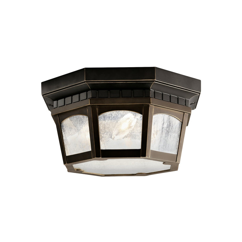Courtyard 3-Light Outdoor Flush Mount in Rubbed Bronze