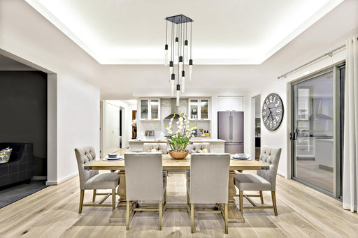 Aurora 20" 9-Light Square Pendant in Black And Clear
