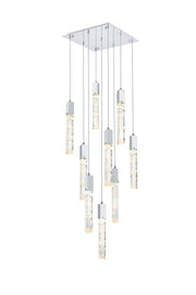 Aurora 20" 9-Light Square Pendant in Chrome And Clear